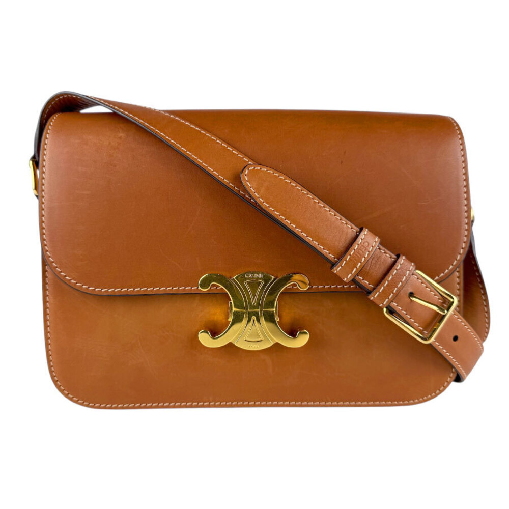 Celine Triomphe Leather Shoulder Brown Bag Classic - Picture 2 of 4
